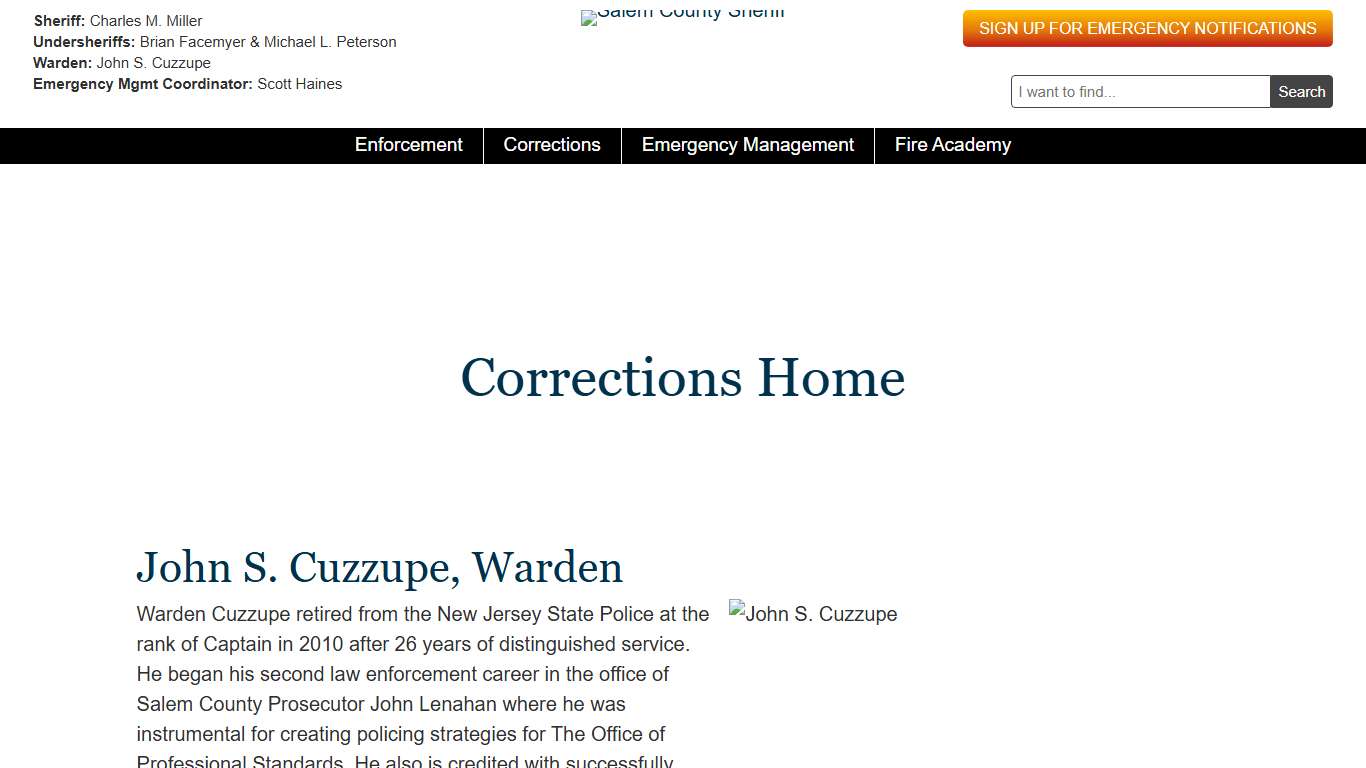 Corrections Home Salem County Sheriff's Office