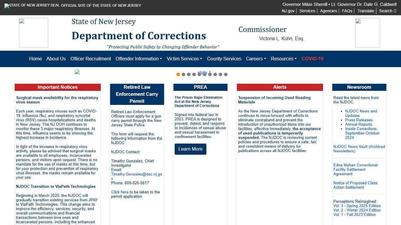 New Jersey Department of Corrections Official Website